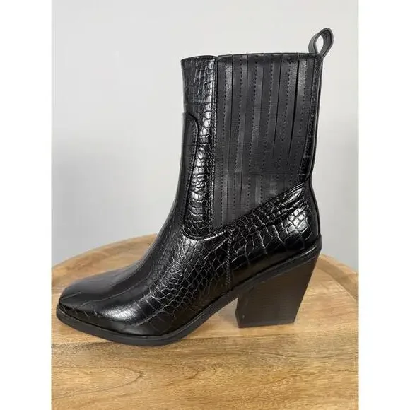 NWB H Halston Women's Charlotte Ankle Boots Black US Size 9 - Picture 8 of 11